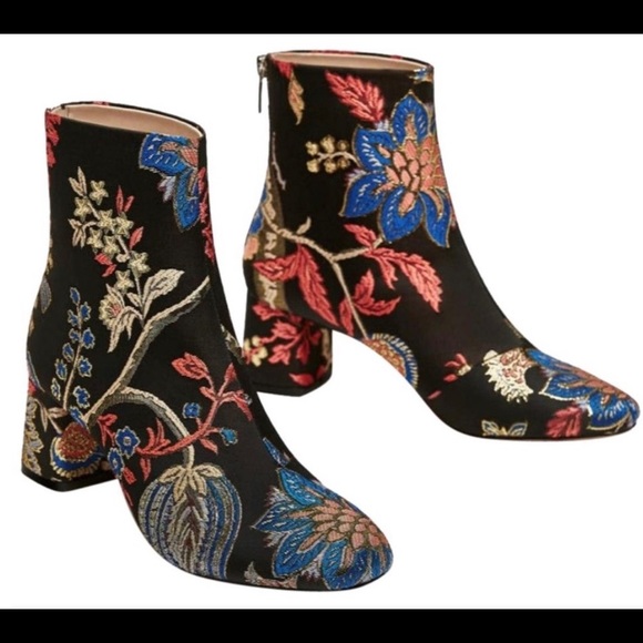 🌸ZARA Floral Embroidered Jacquard Ankle Booties Size 8 🌸 - Picture 14 of 16